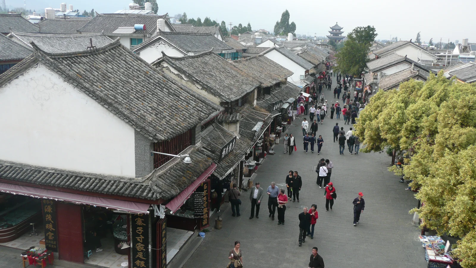 Traditional rooftops and streets in Dali Old Town